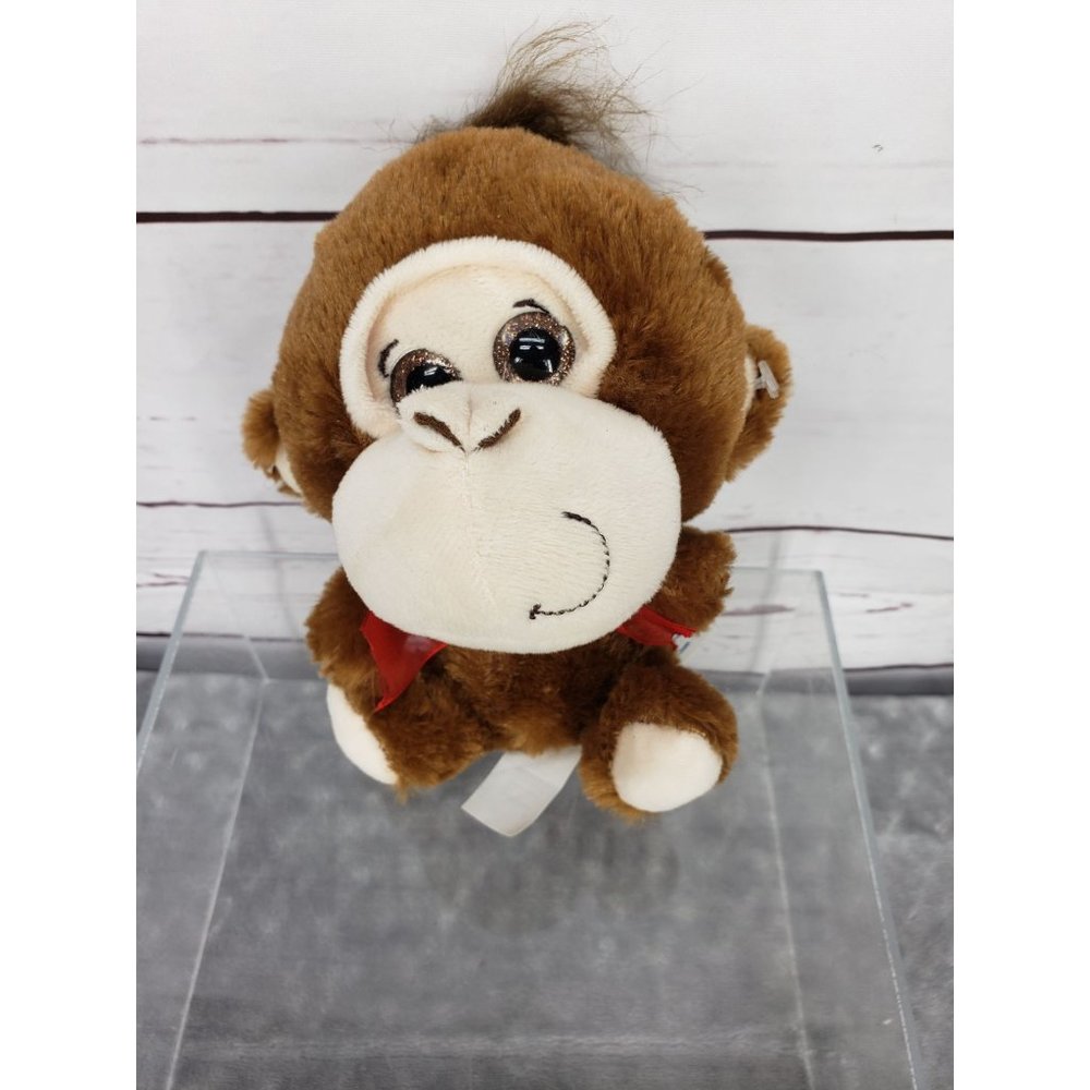 Hug Fun S‎ Jungle Monkey 272380 Brown with glitter eyes red bow